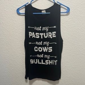 Black “Not my pasture” tank top, size L